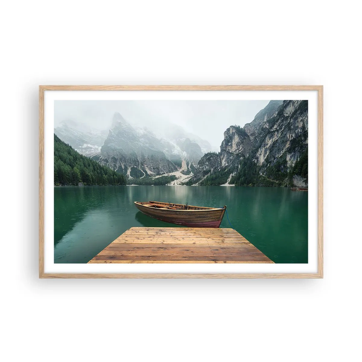 Plakat i ramme af lyst egetræ - "Og stolte pander" - 91x61 cm