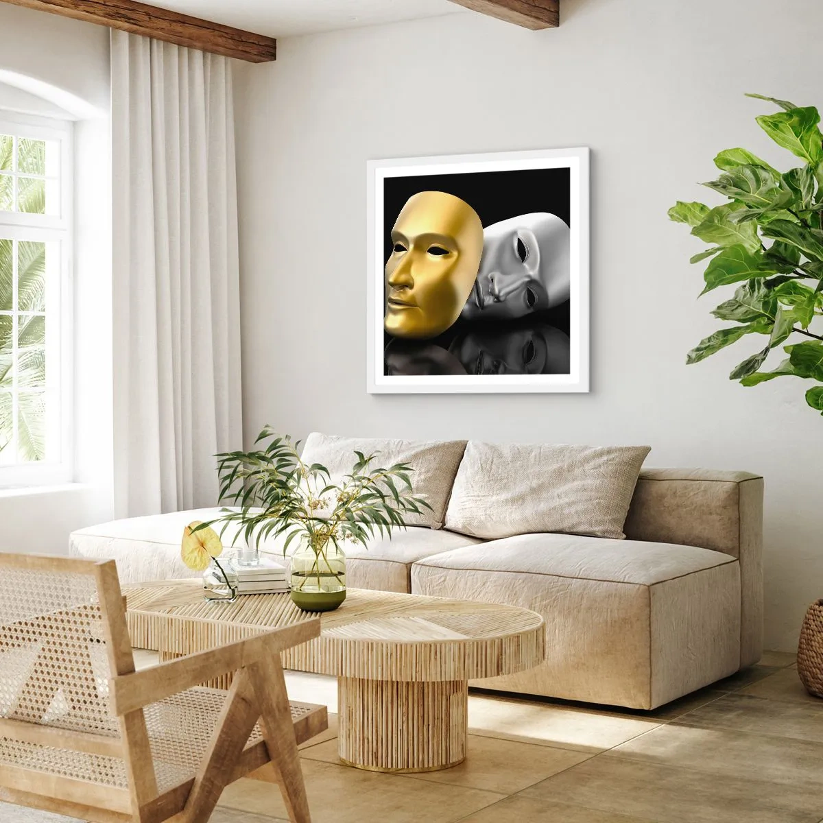 Plakat i hvid ramme - Livet er teater - 60x60 cm