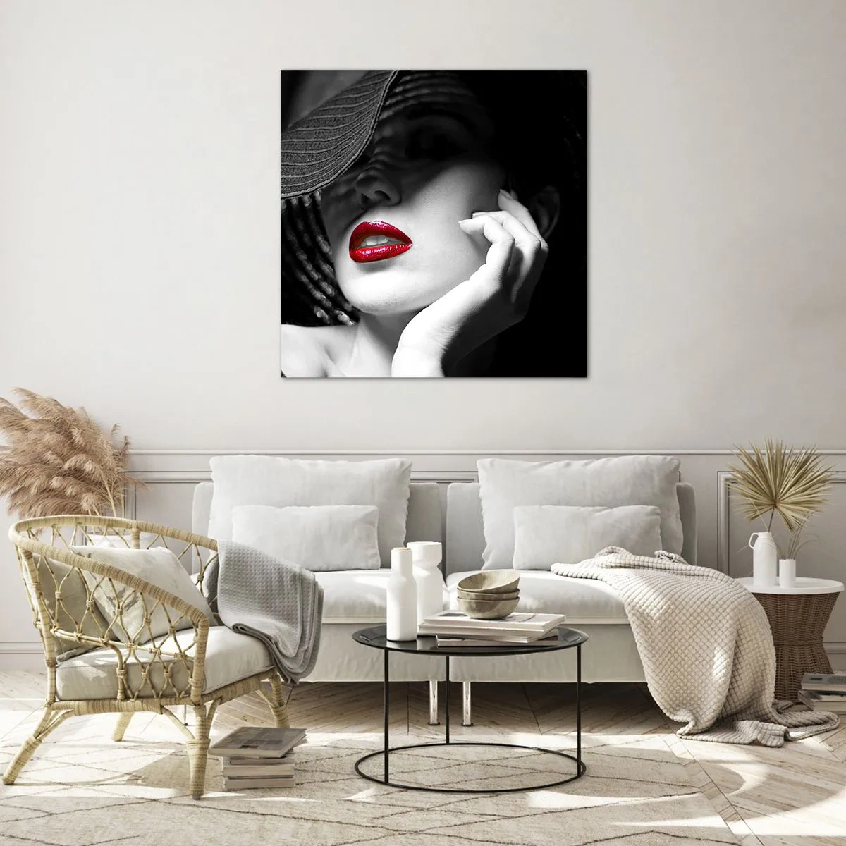 Billede på glas - Studie i skarlagenrødt - 60x60 cm