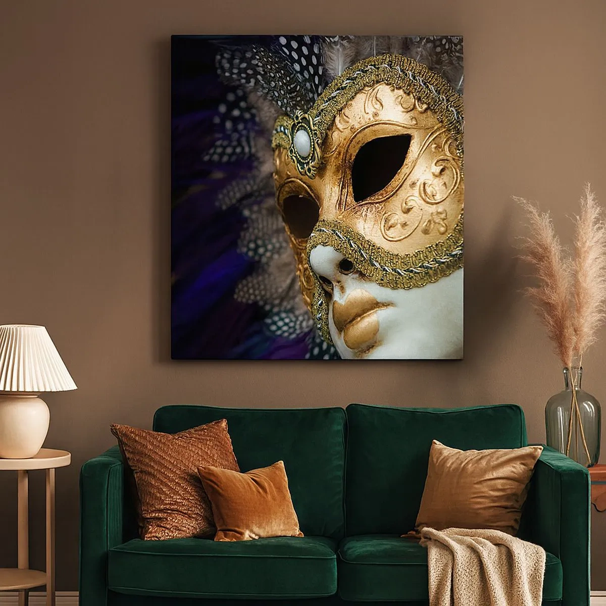Lærredstryk - Billede på lærred - Venetiansk portræt i guld - 30x30 cm
