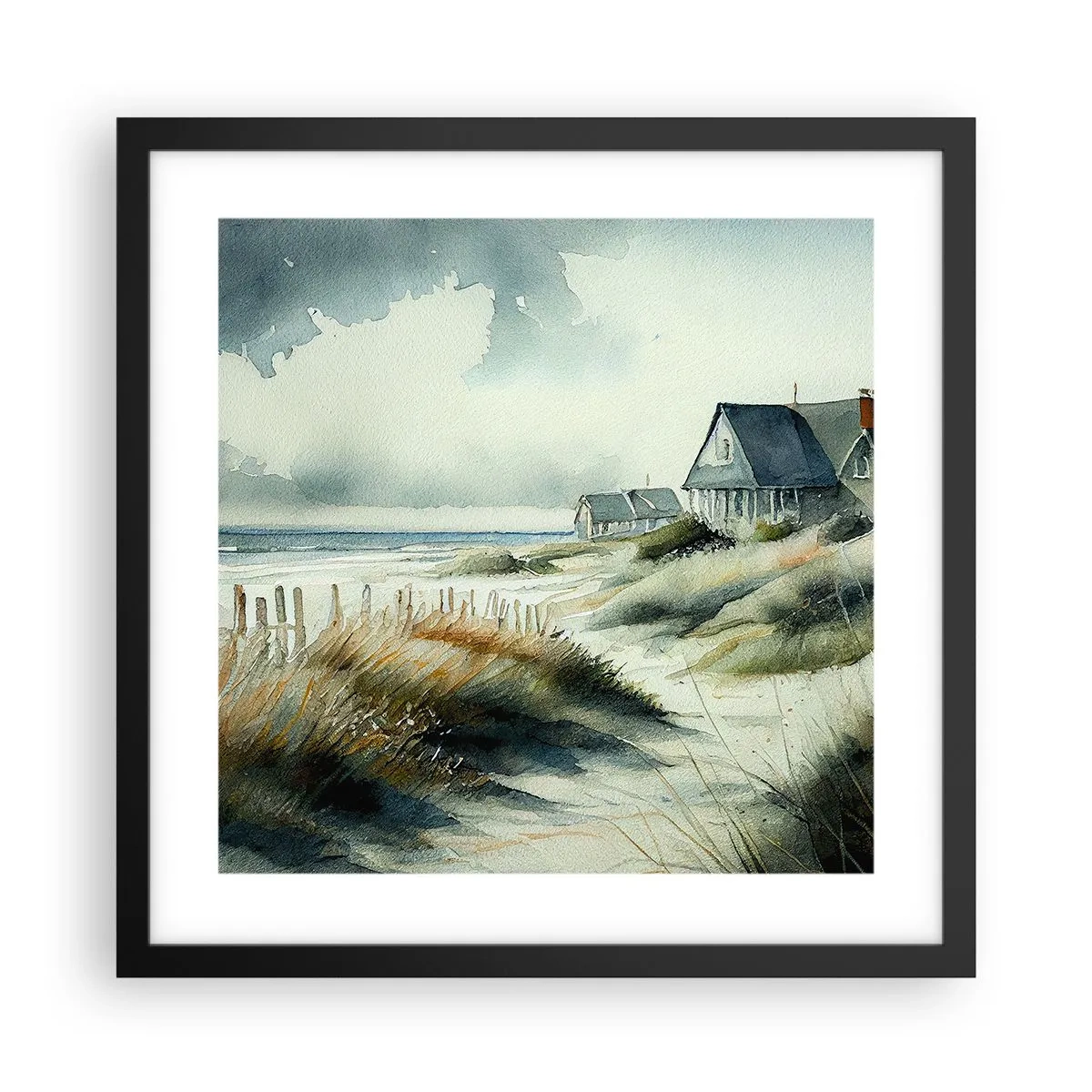Plakat i sort ramme - Væk fra trængsel og travlhed - 40x40 cm
