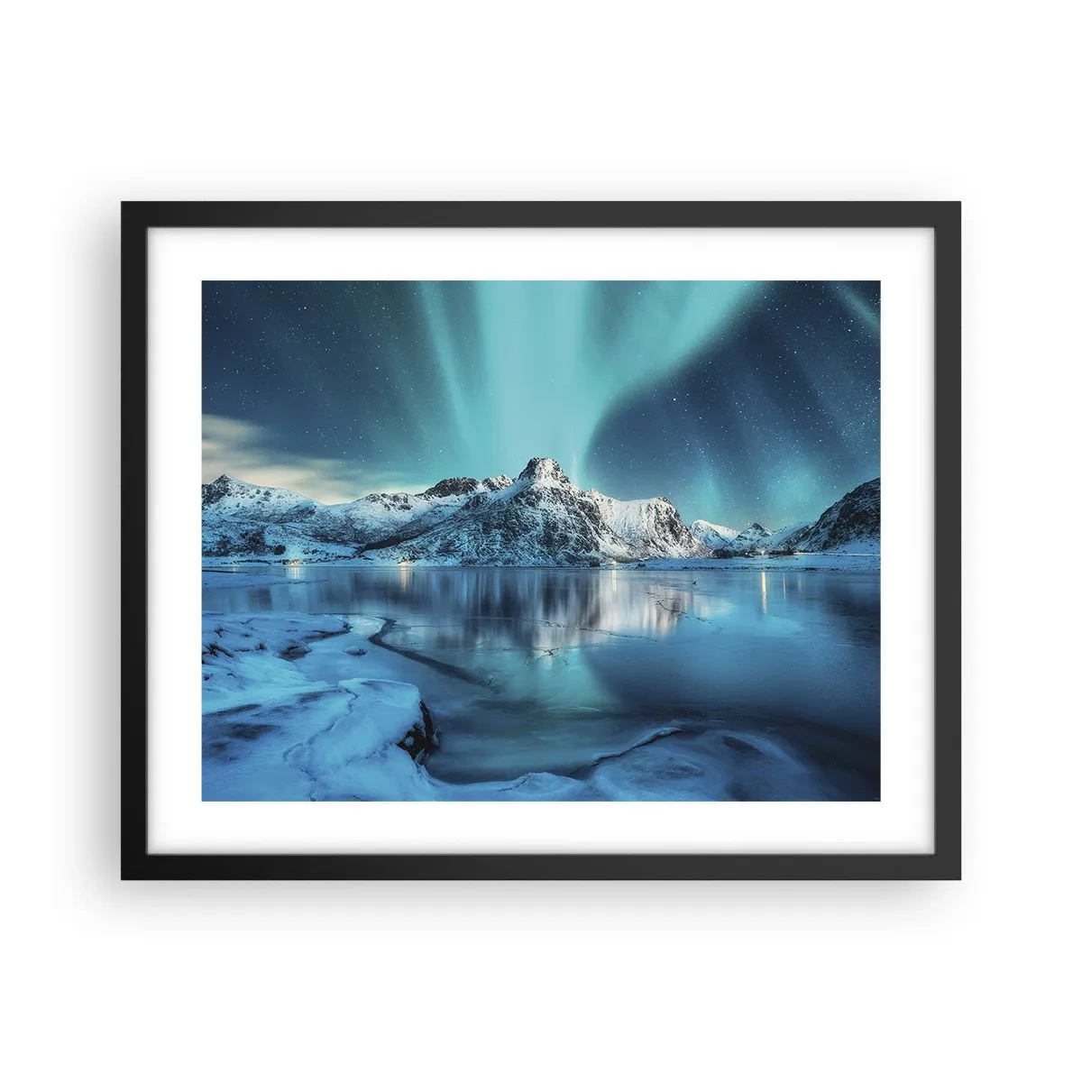 Plakat i sort ramme - Nat med lys - 50x40 cm