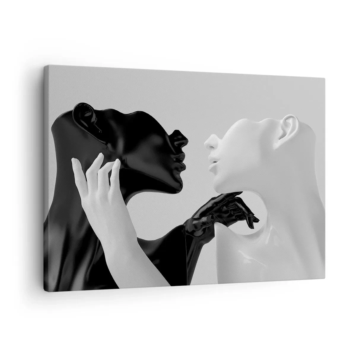 Lærredstryk - Billede på lærred - Sort-hvide silhuetter i dynamisk nærbillede - 70x50cm - Tiltrækning - begær - Moderne vægdekoration til stue og soveværelse ARTTOR
