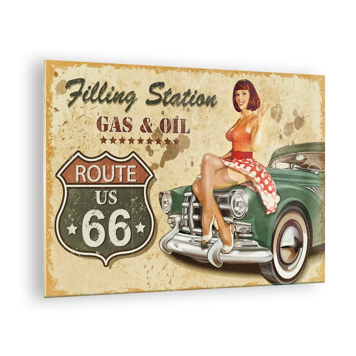 Billede på glas - De vidunderlige 40'ere - 70x50cm - De glorværdige 1940'ere. - Moderne vægdekoration til stue og soveværelse ARTTOR