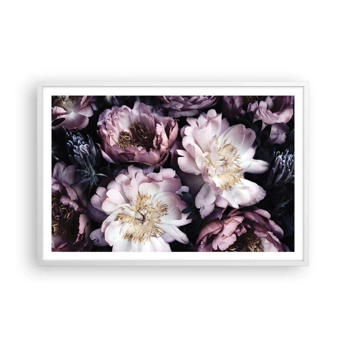 Plakat i hvid ramme - Gammeldags buket - 91x61 cm