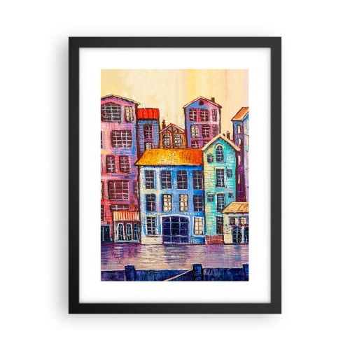 Plakat i sort ramme - En by som et eventyr - 30x40 cm