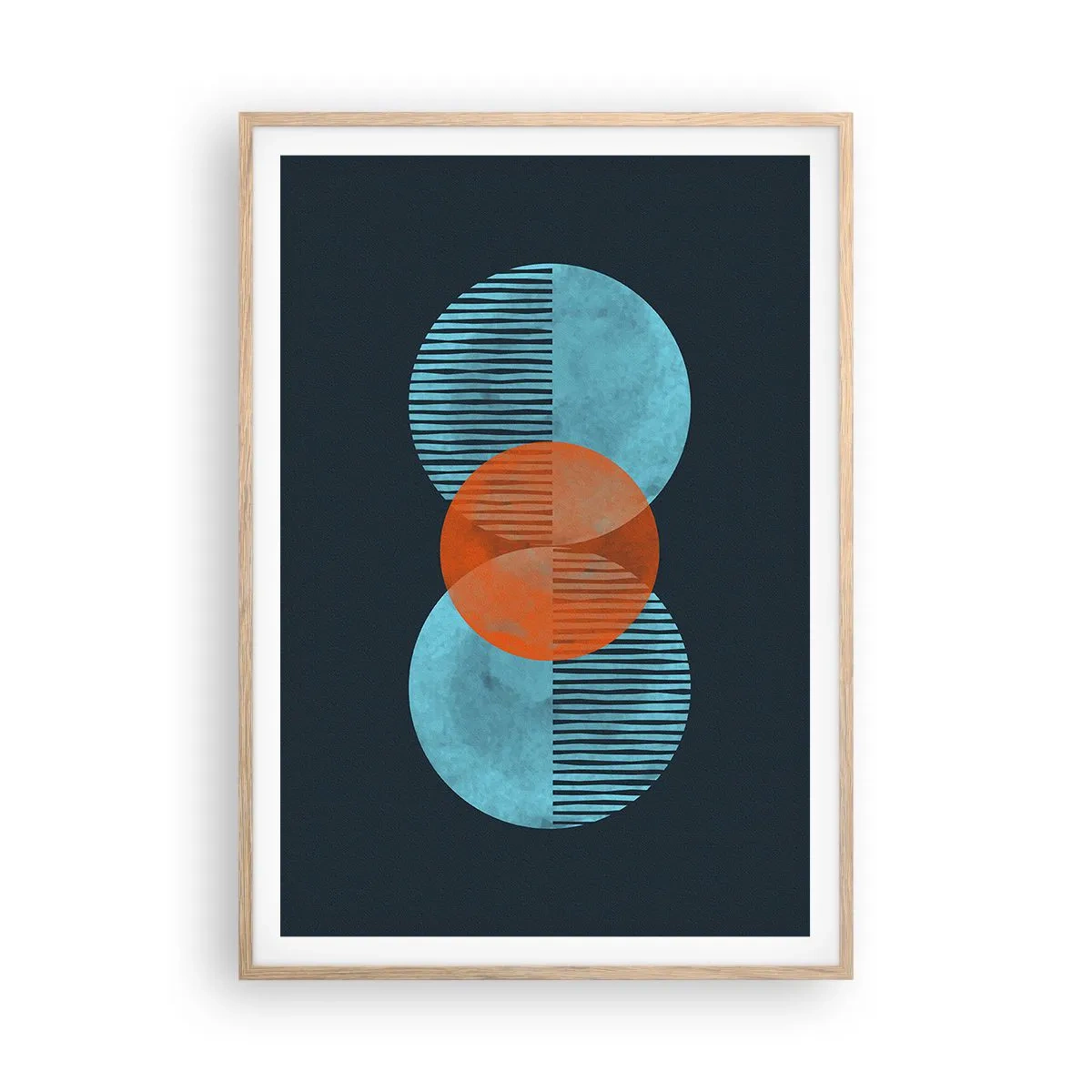 Plakat i ramme af lyst egetræ - Symmetrisk sammensætning - 70x100 cm