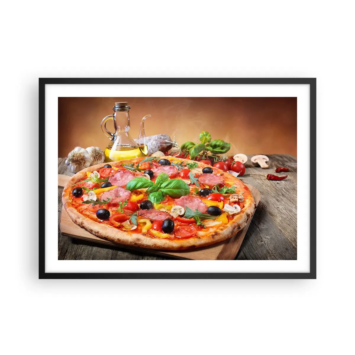 Plakat i sort ramme - Med en ægte italiensk smag - 70x50 cm