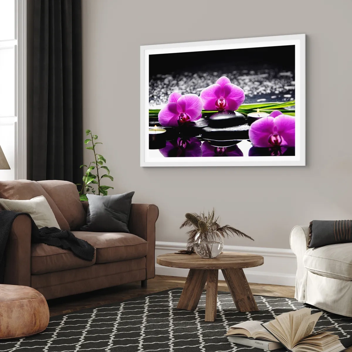 Plakat i hvid ramme - Drukne i fred og ro - 50x40 cm