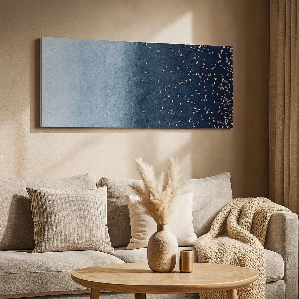 Lærredstryk - Billede på lærred - Sammensætning - blå faser - 30x30 cm