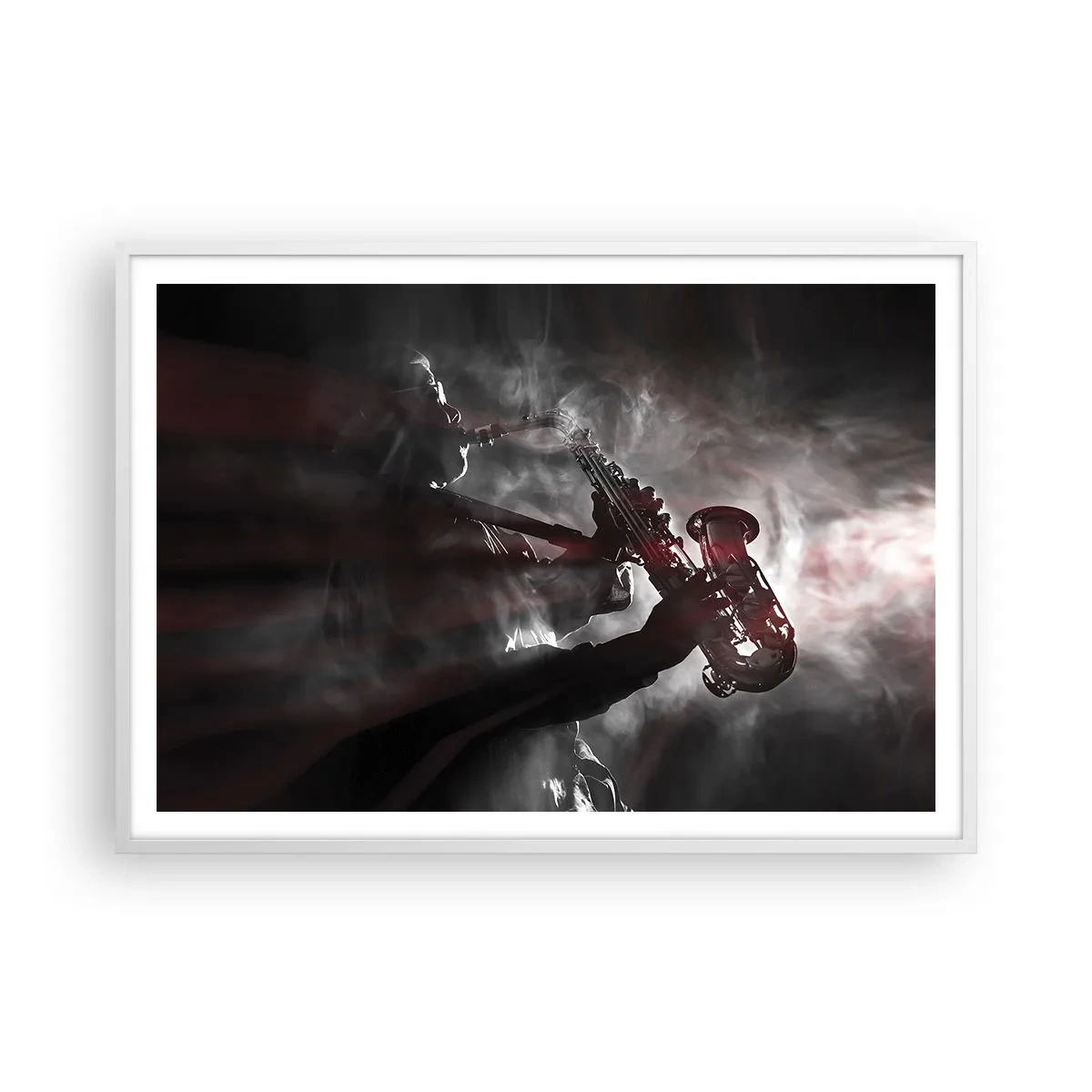 Plakat i hvid ramme - I jazzens dampe - 100x70 cm
