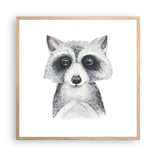 Plakat i ramme af lyst egetræ - Et øjeblik til at trække på skuldrene - 60x60 cm