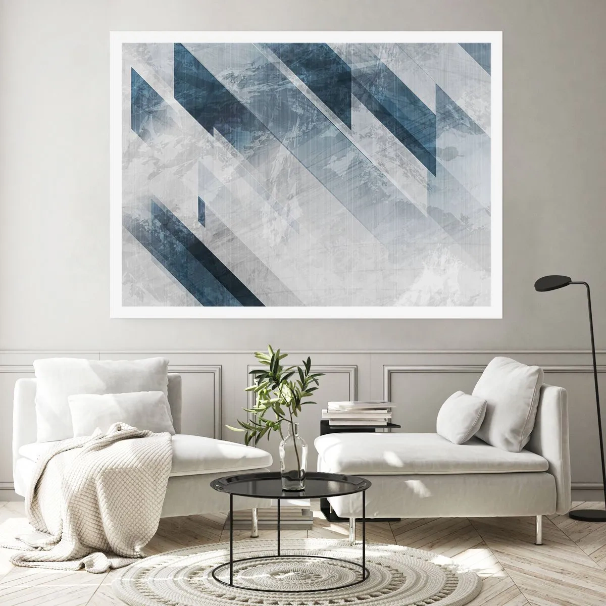 Plakat - Rumlig komposition - bevægelse af gråtoner - 70x50 cm
