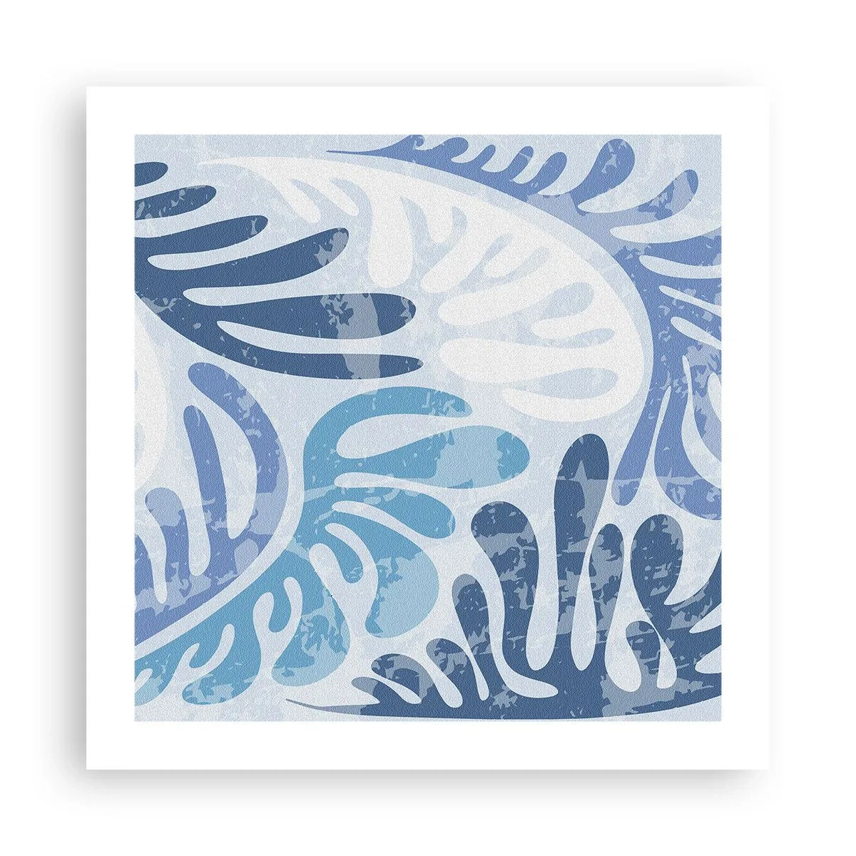 Plakat - Blå bregner - 50x50 cm