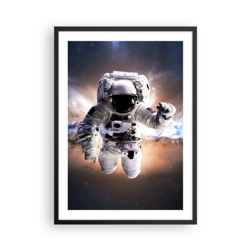 Plakat i sort ramme - Astronaut i rummet - 50x70cm - Hilsner fra det ydre rum - Moderne vægdekoration til stue og soveværelse ARTTOR