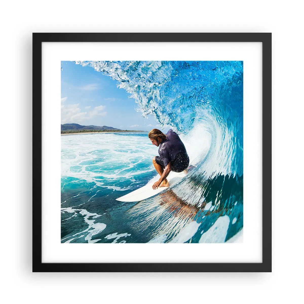 Plakat i sort ramme - Danser med bølgerne - 40x40 cm