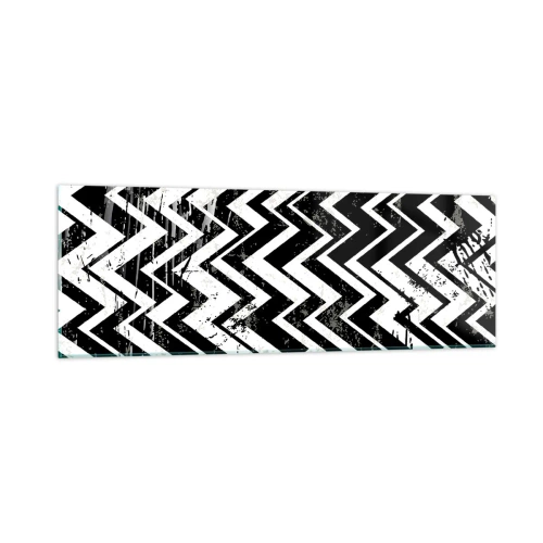 Billede på glas - Zig-hvid, zag-sort - 90x30 cm
