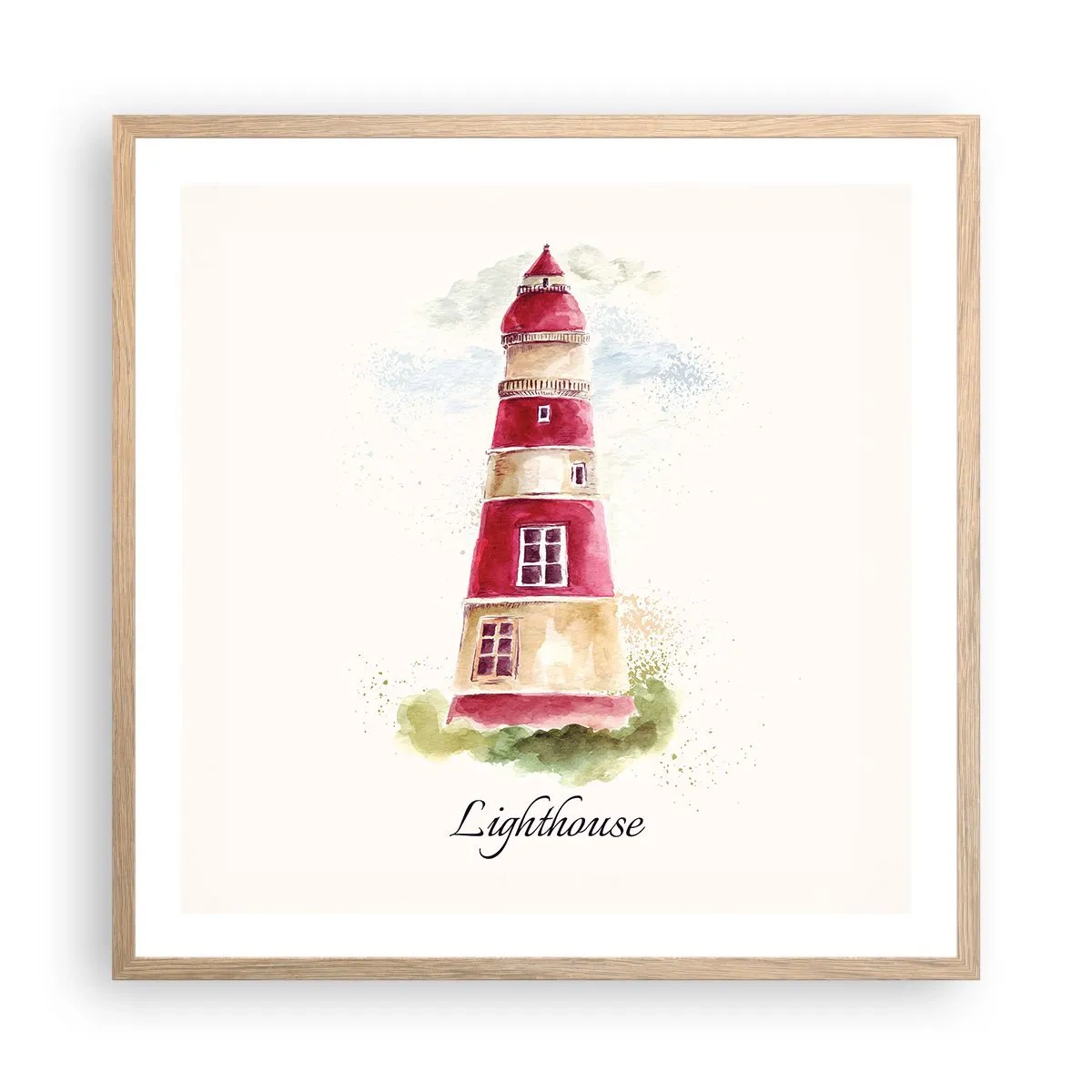 Plakat i ramme af lyst egetræ - Altid vejret omkring - 60x60 cm