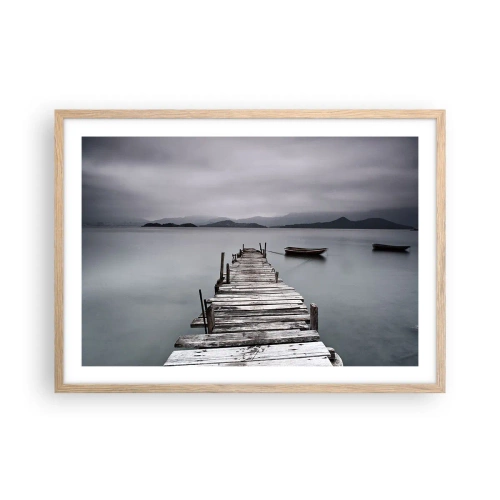 Plakat i ramme af lyst egetræ - Du kan tage af sted i morgen - 70x50 cm