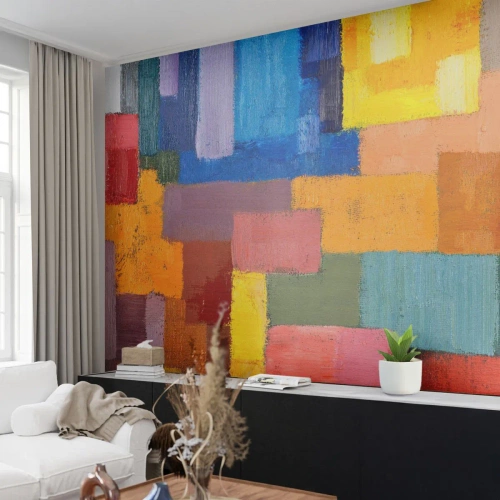 Fototapet Standard Eco - Hver især forskellige, alle farverige - Abstraktion, Stykke, Moderne mønster - 300x210 cm