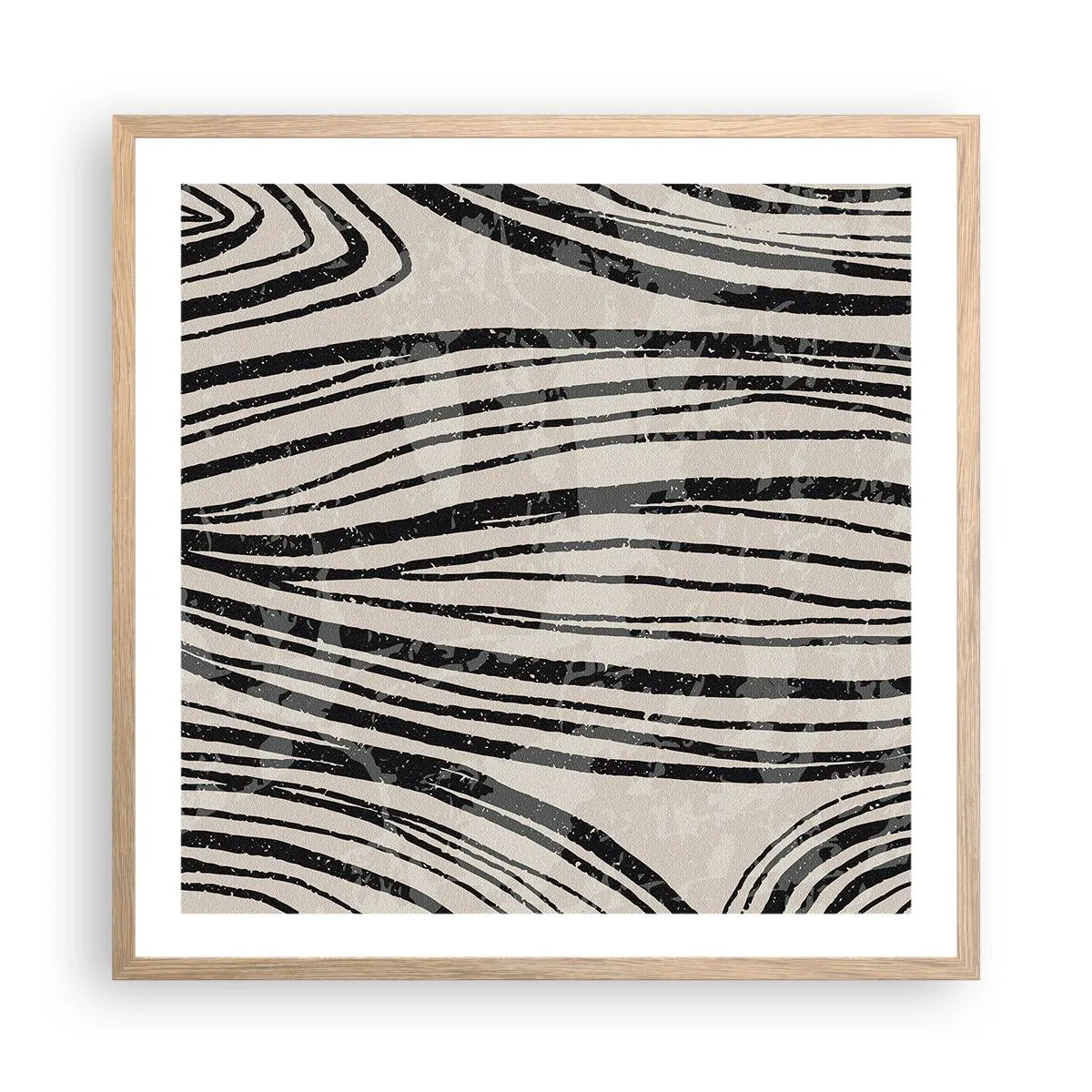 Plakat i ramme af lyst egetræ - Et spild af linjer - 60x60 cm