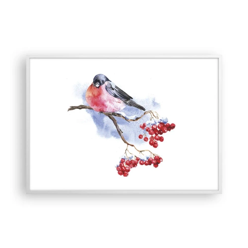 Plakat i hvid ramme - Vinter i farver - 100x70 cm