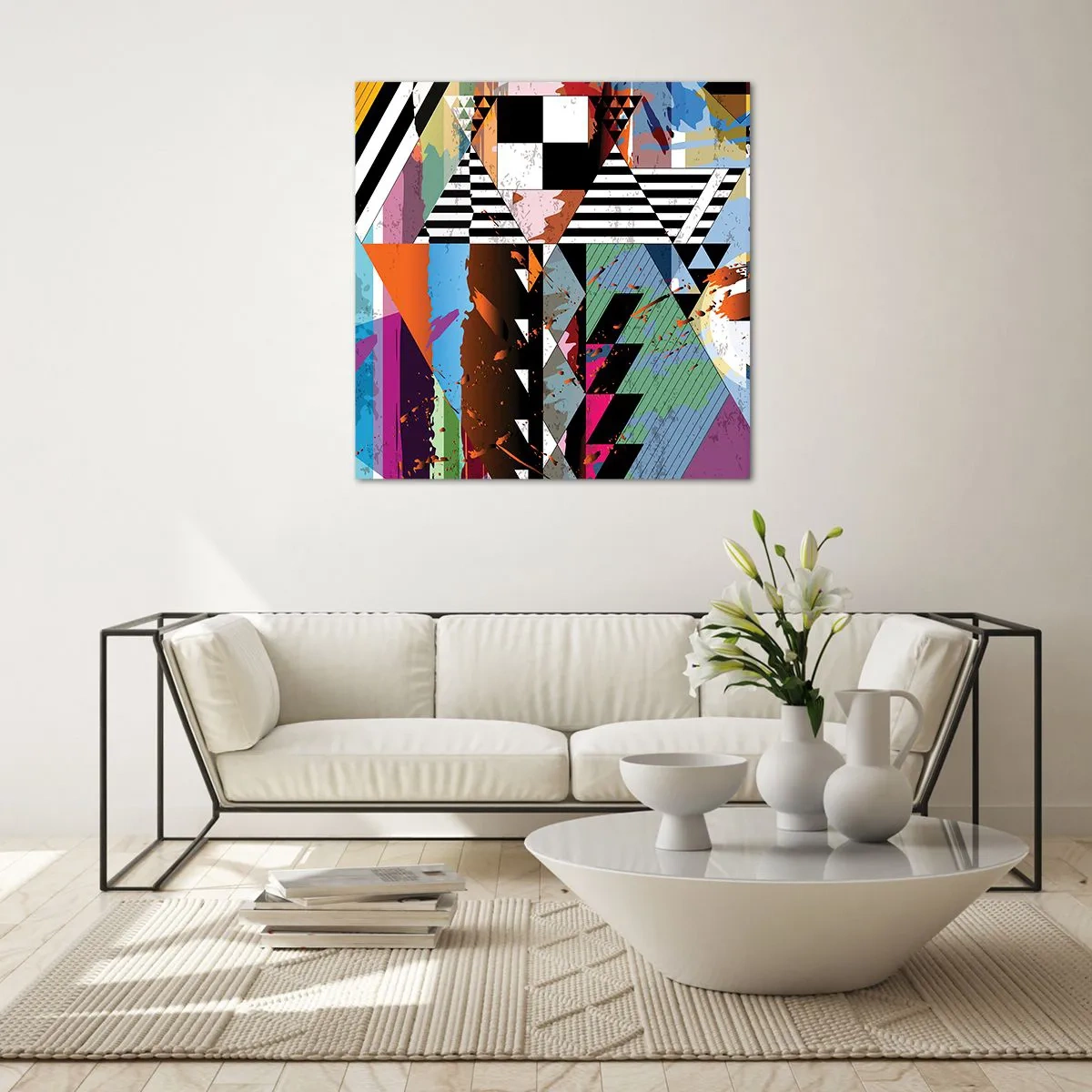 Billede på glas - Geometrisk og organisk - 70x70 cm