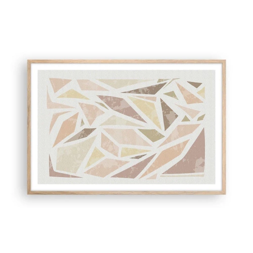 Plakat i ramme af lyst egetræ - Komposition af farvet glas - 91x61 cm
