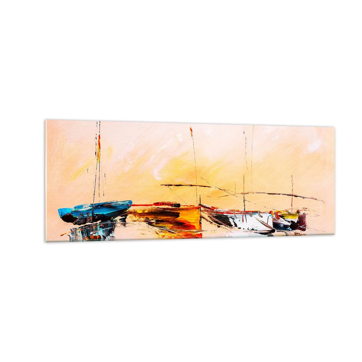Billede på glas - En aften i havnen - 140x50 cm