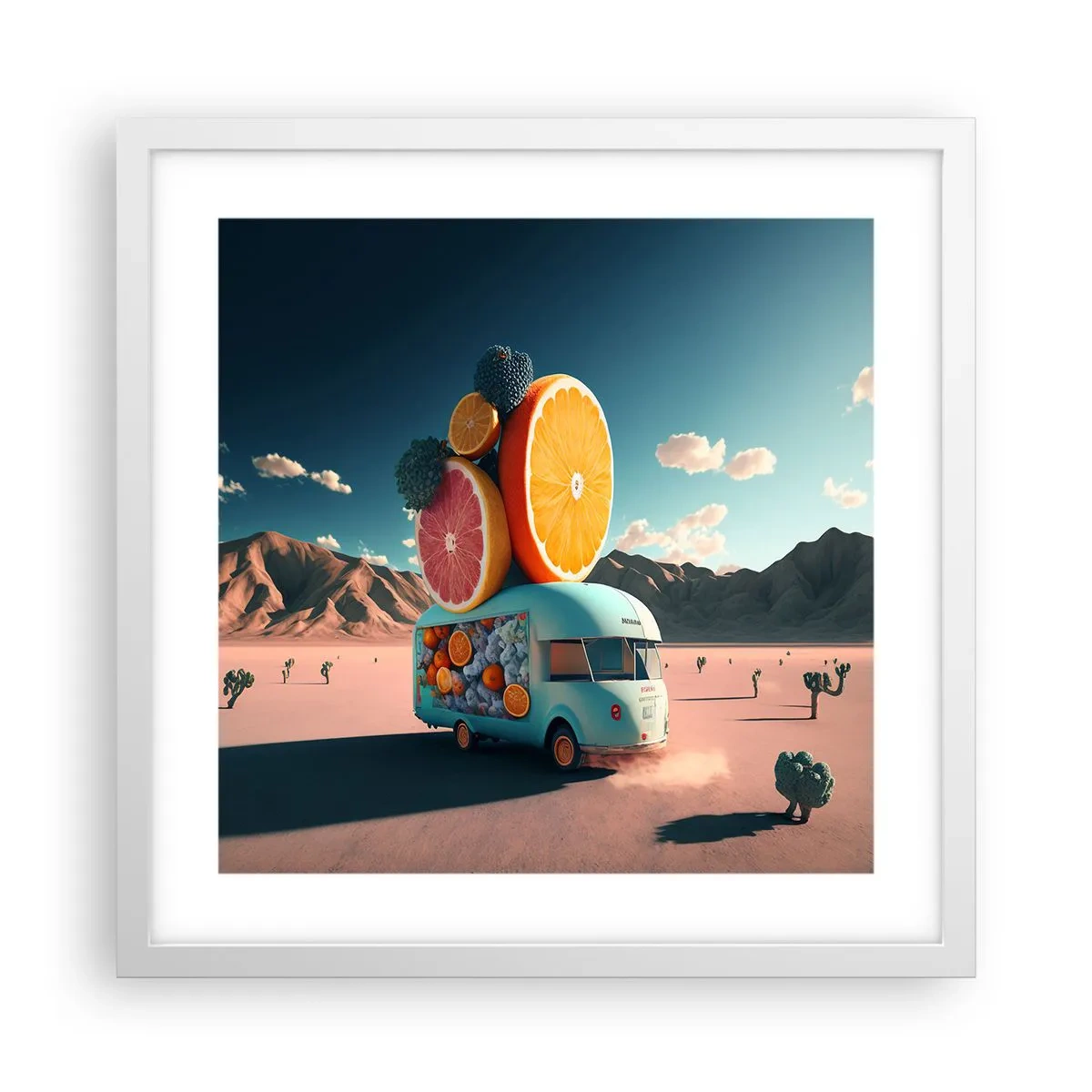 Plakat i hvid ramme - En smag af ferie - 40x40 cm