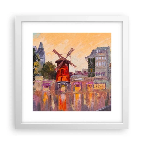 Plakat i hvid ramme - Parisiske ikoner - Moulin Rouge - 30x30 cm
