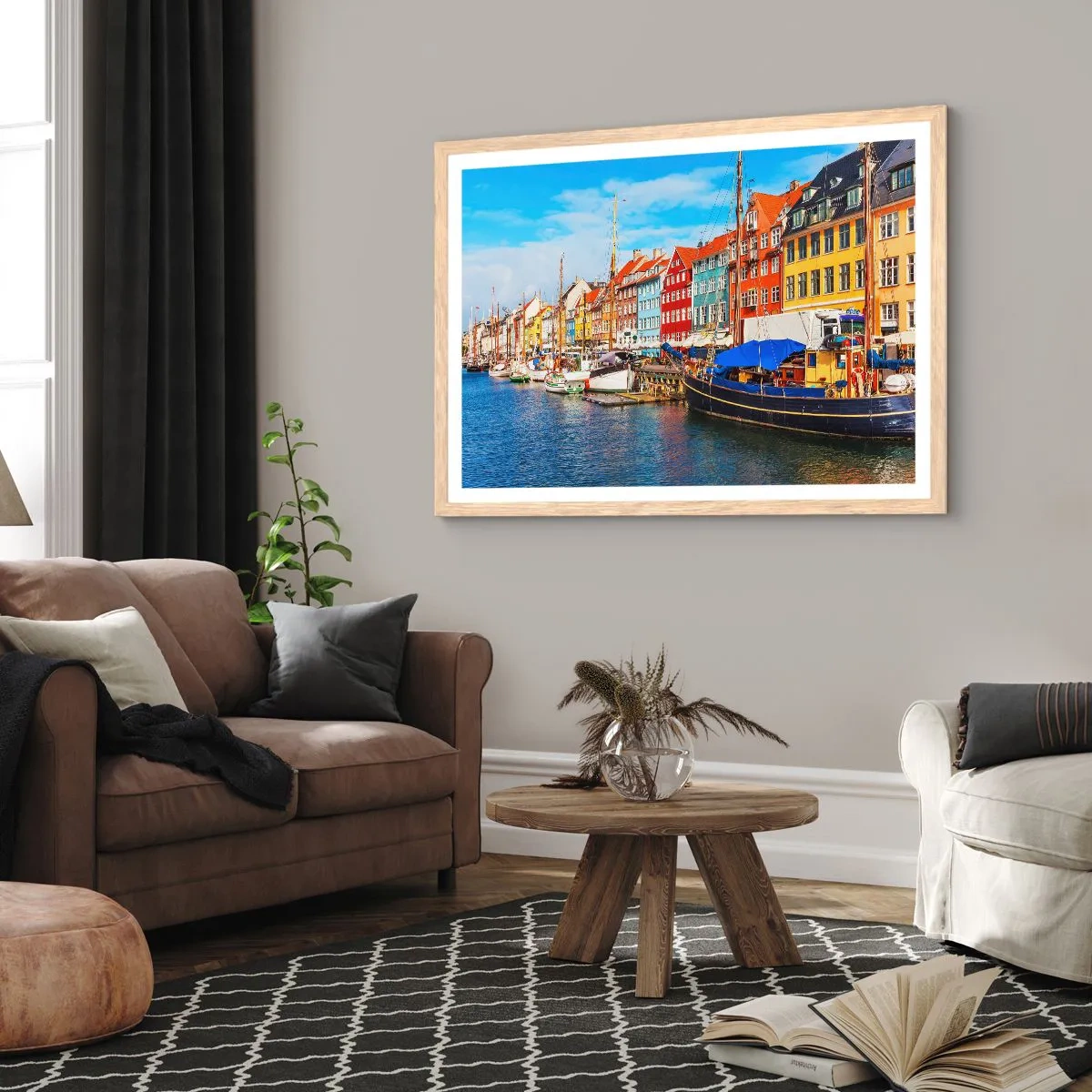 Plakat i ramme af lyst egetræ - Glædelig kaj - 50x40 cm