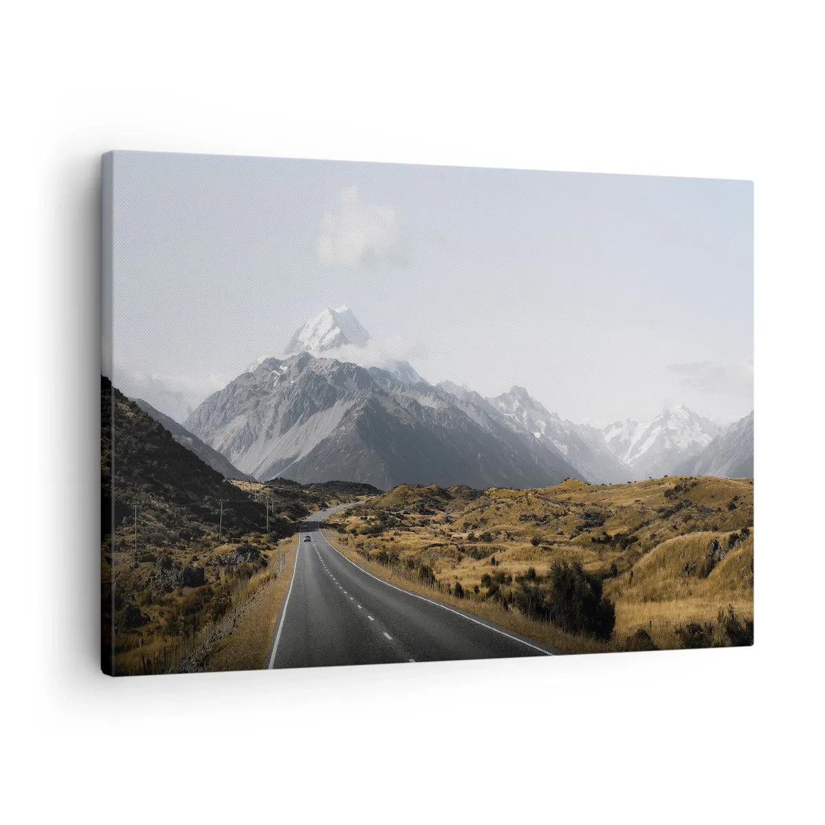 Lærredstryk - Billede på lærred - En vej i bjergene omgivet af et malerisk landskab - 70x50cm - Vejen til hjerte - Moderne vægdekoration til stue og soveværelse ARTTOR