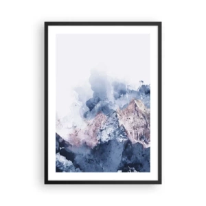 Plakat i sort ramme - Abstrakte bjerge i blå nuancer - 50x70cm - Dette er toppene! - Moderne vægdekoration til stue og soveværelse ARTTOR