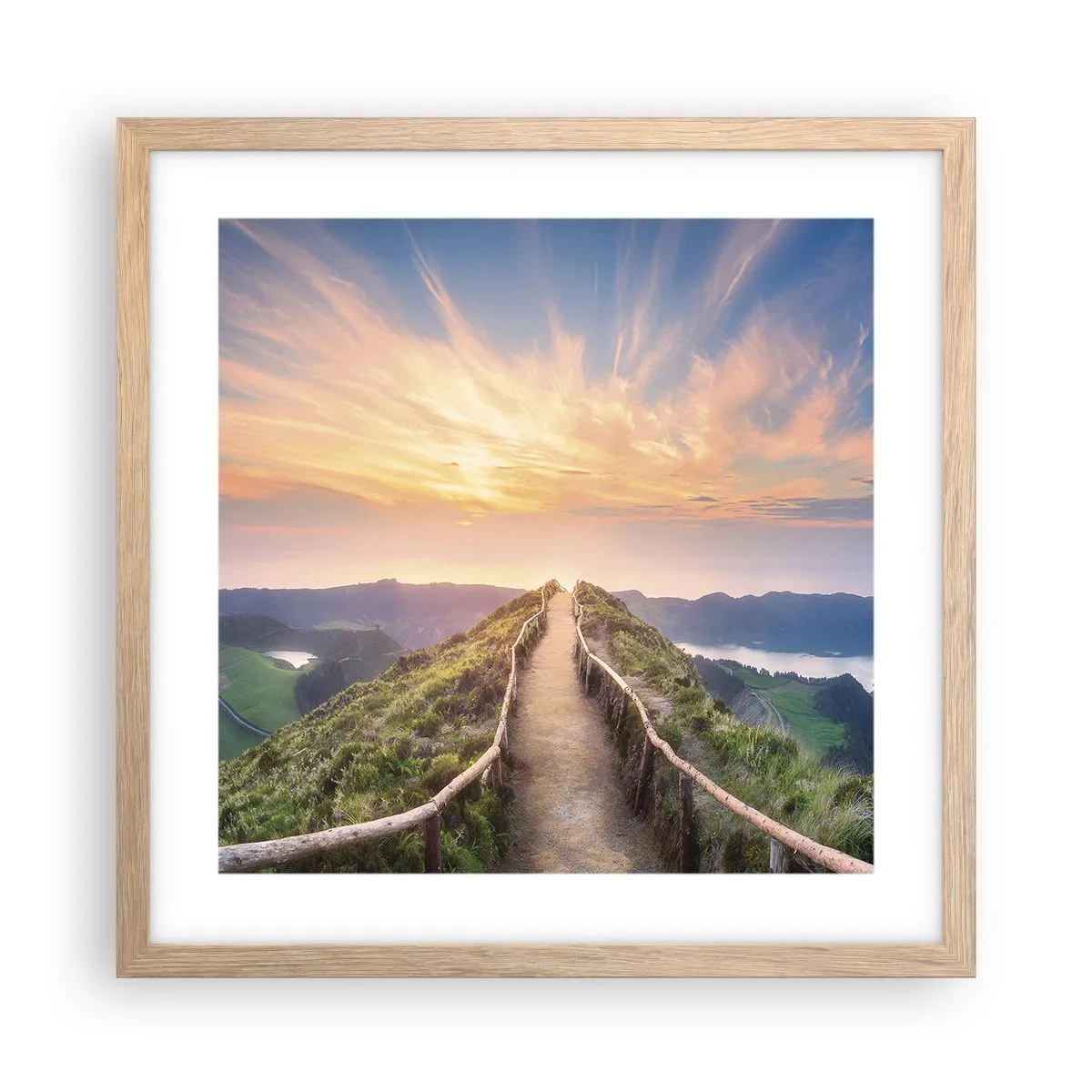 Plakat i ramme af lyst egetræ - Tæt på himlen - 40x40 cm