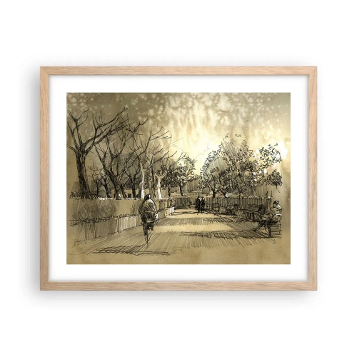 Plakat i ramme af lyst egetræ - Et øjeblik med fjer - 50x40 cm