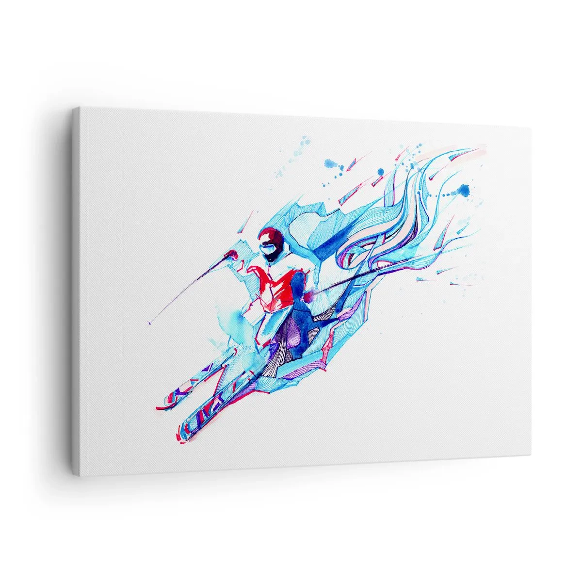 Lærredstryk - Billede på lærred - Abstrakt rytter i dynamiske farver - 70x50cm - Den vanvittige jagt på glæde - Moderne vægdekoration til stue og soveværelse ARTTOR