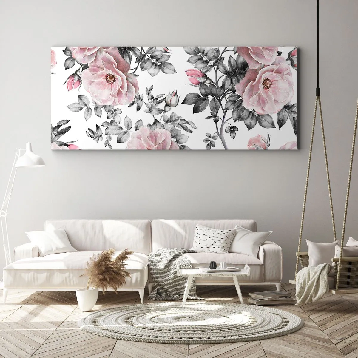 Lærredstryk - Billede på lærred - Forsvind i rosenblomsterne - 120x50 cm