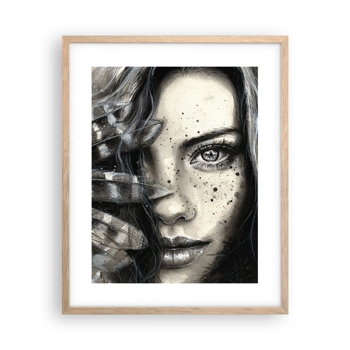 Plakat i ramme af lyst egetræ - Vild skønhed - 40x50 cm