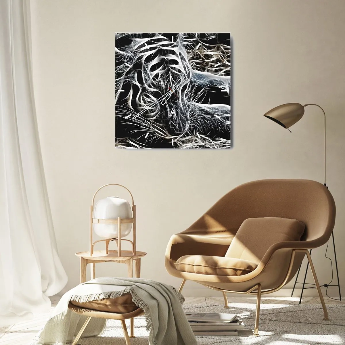 Vægur, Uret - En undersøgelse af kattens lethed - 40x40 cm