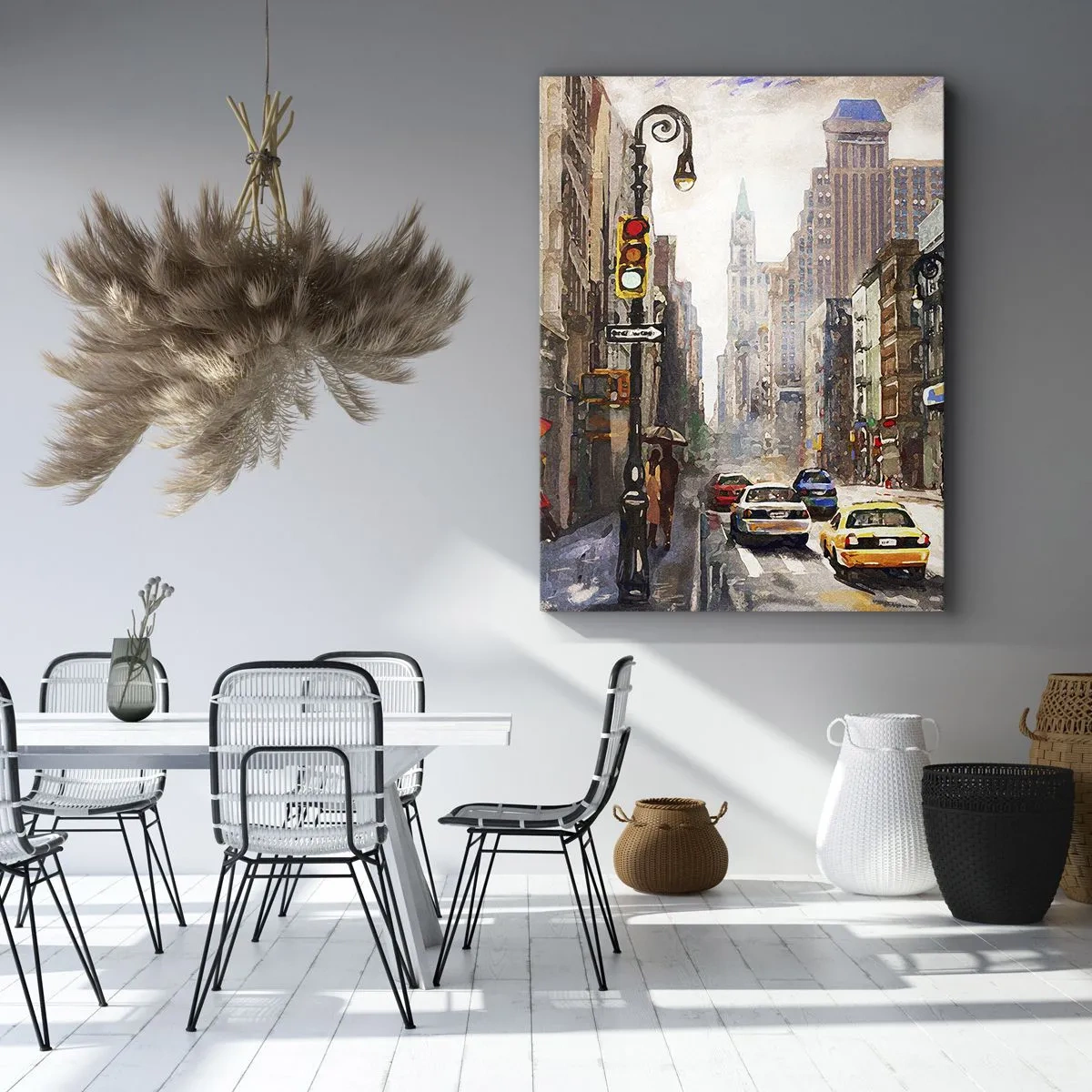 Lærredstryk - Billede på lærred - New York - også farverig i regnvejr - 50x70 cm