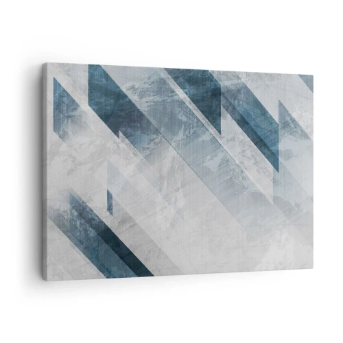Lærredstryk - Billede på lærred - Abstrakte linjer i nuancer af grå og blå - 70x50cm - Rumlig komposition - bevægelse af gråtoner - Moderne vægdekoration til stue og soveværelse ARTTOR