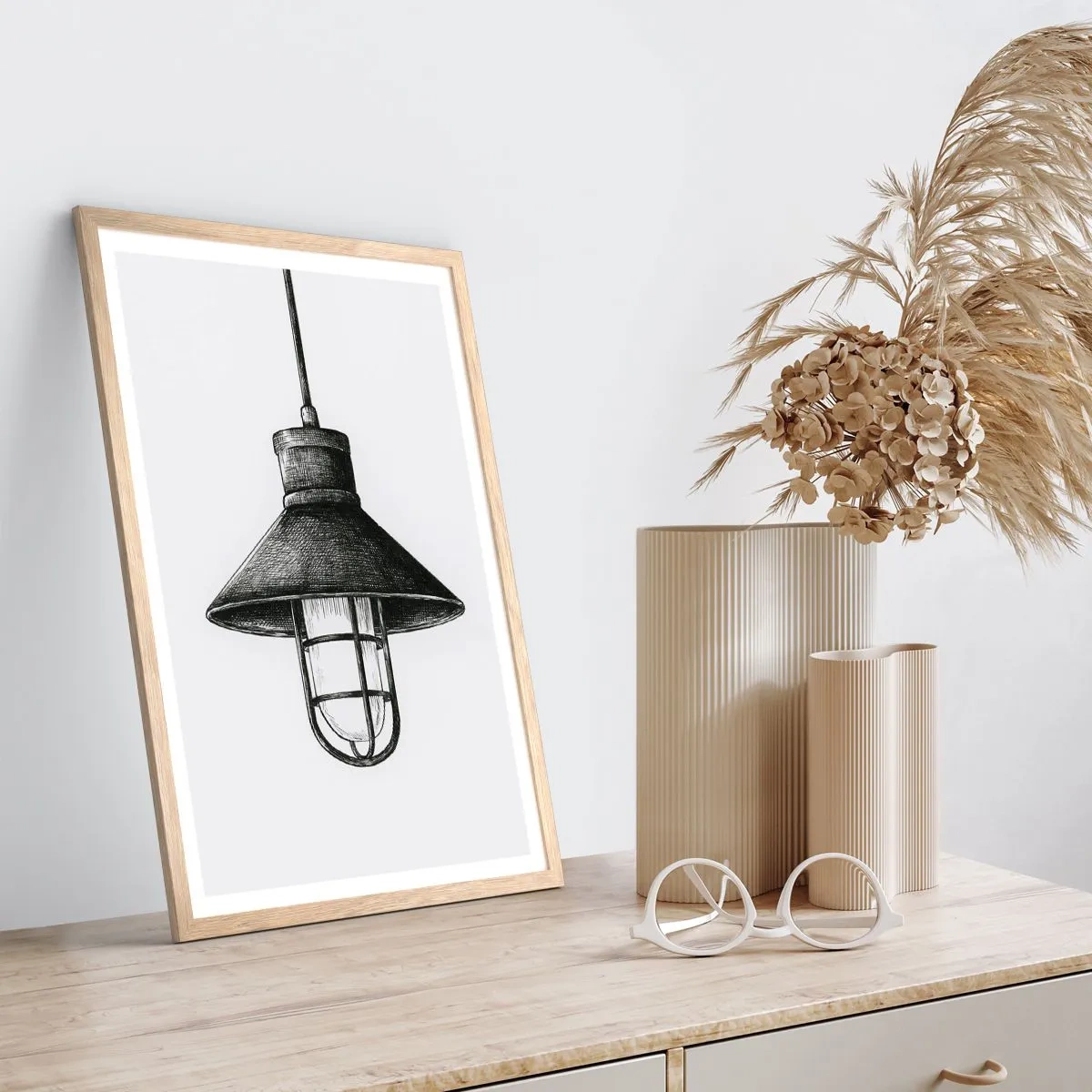 Plakat i ramme af lyst egetræ - Som for mange år siden... - 70x100 cm