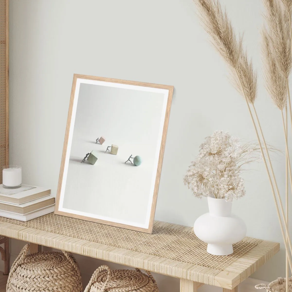 Plakat i ramme af lyst egetræ - Selve livet - 70x100 cm