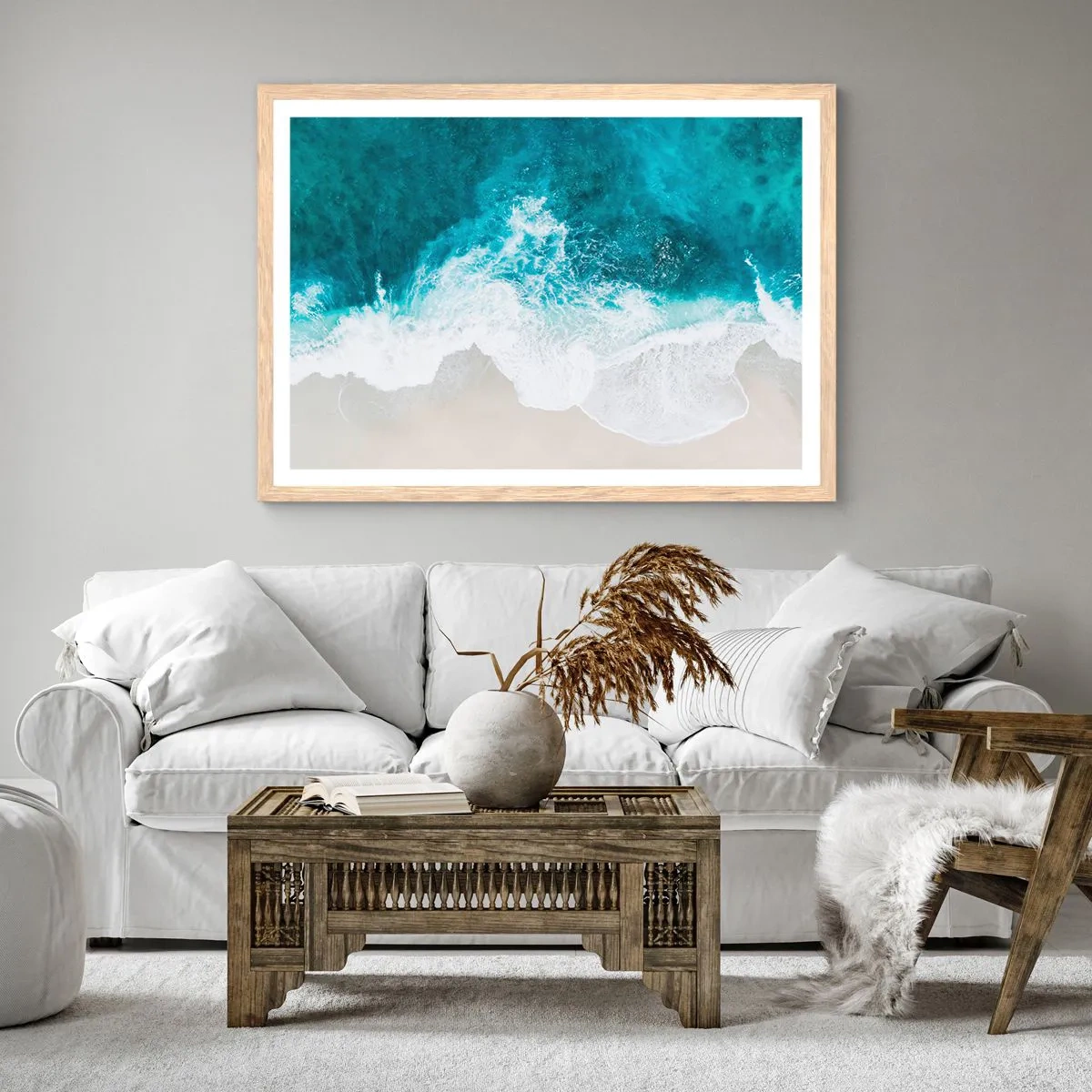 Plakat i ramme af lyst egetræ - Naturlig kærtegn - 40x30 cm