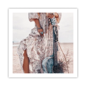 Plakat - Børn blomster på vej - 60x60 cm