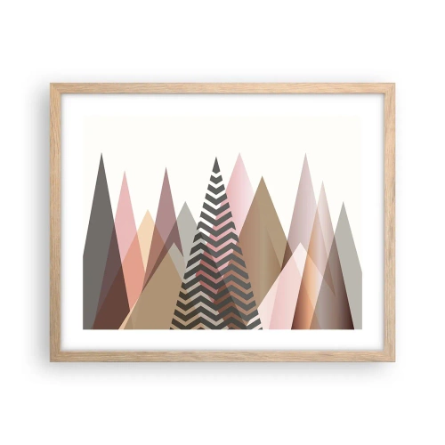 Plakat i ramme af lyst egetræ - Pyramide udsigt - 50x40 cm