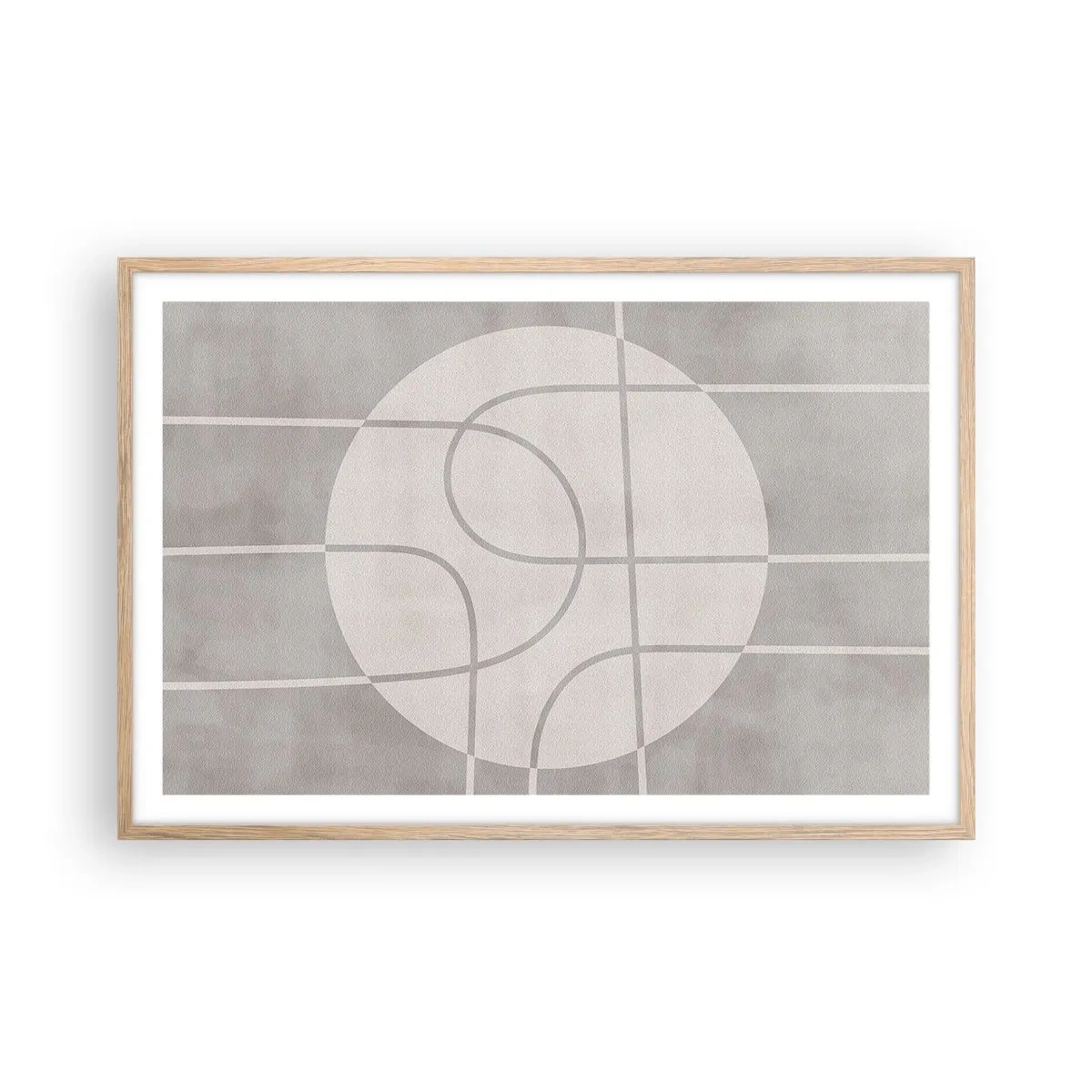 Plakat i ramme af lyst egetræ - Cirkulær og lige frem - 91x61 cm