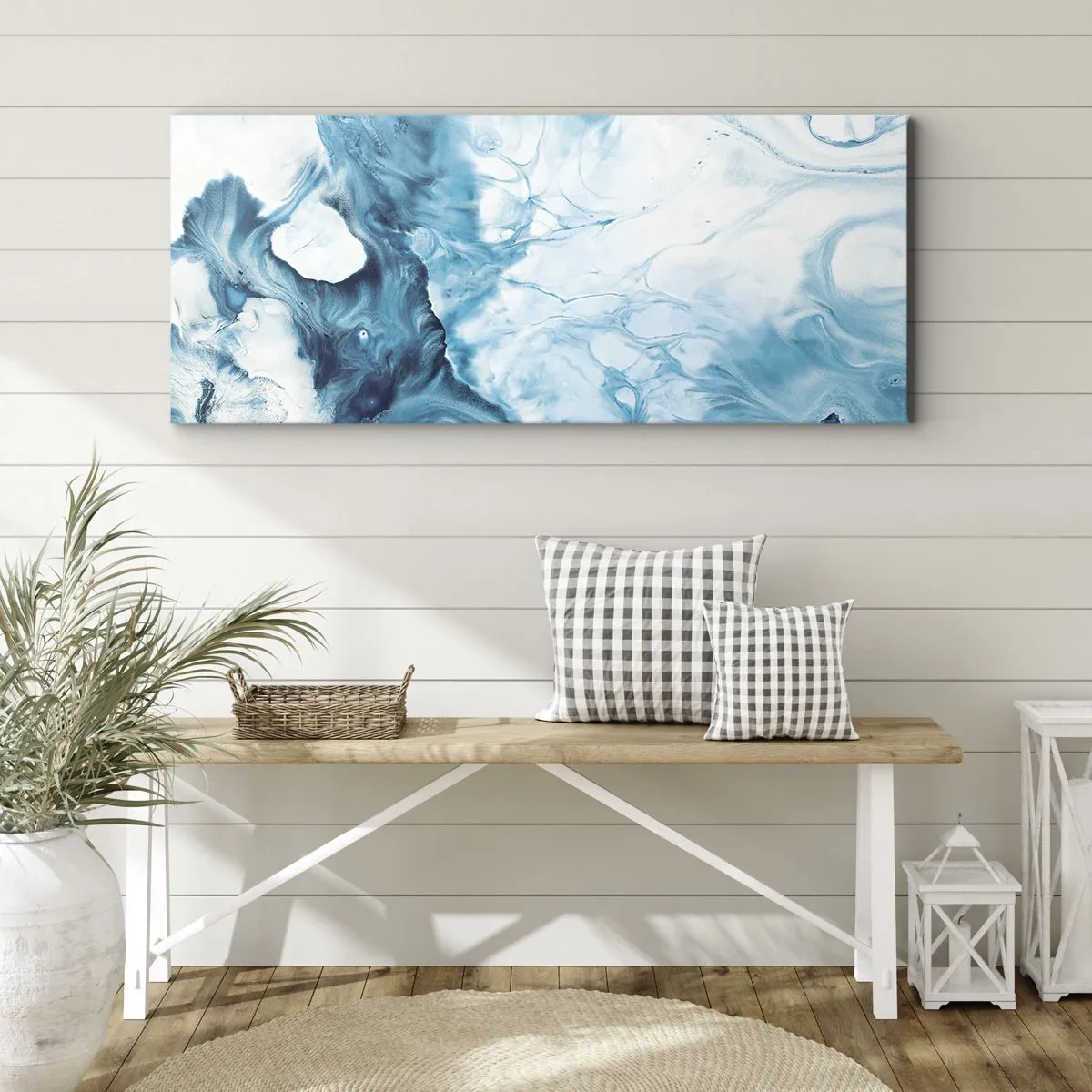 Lærredstryk - Billede på lærred - Blå koncert - 100x40 cm