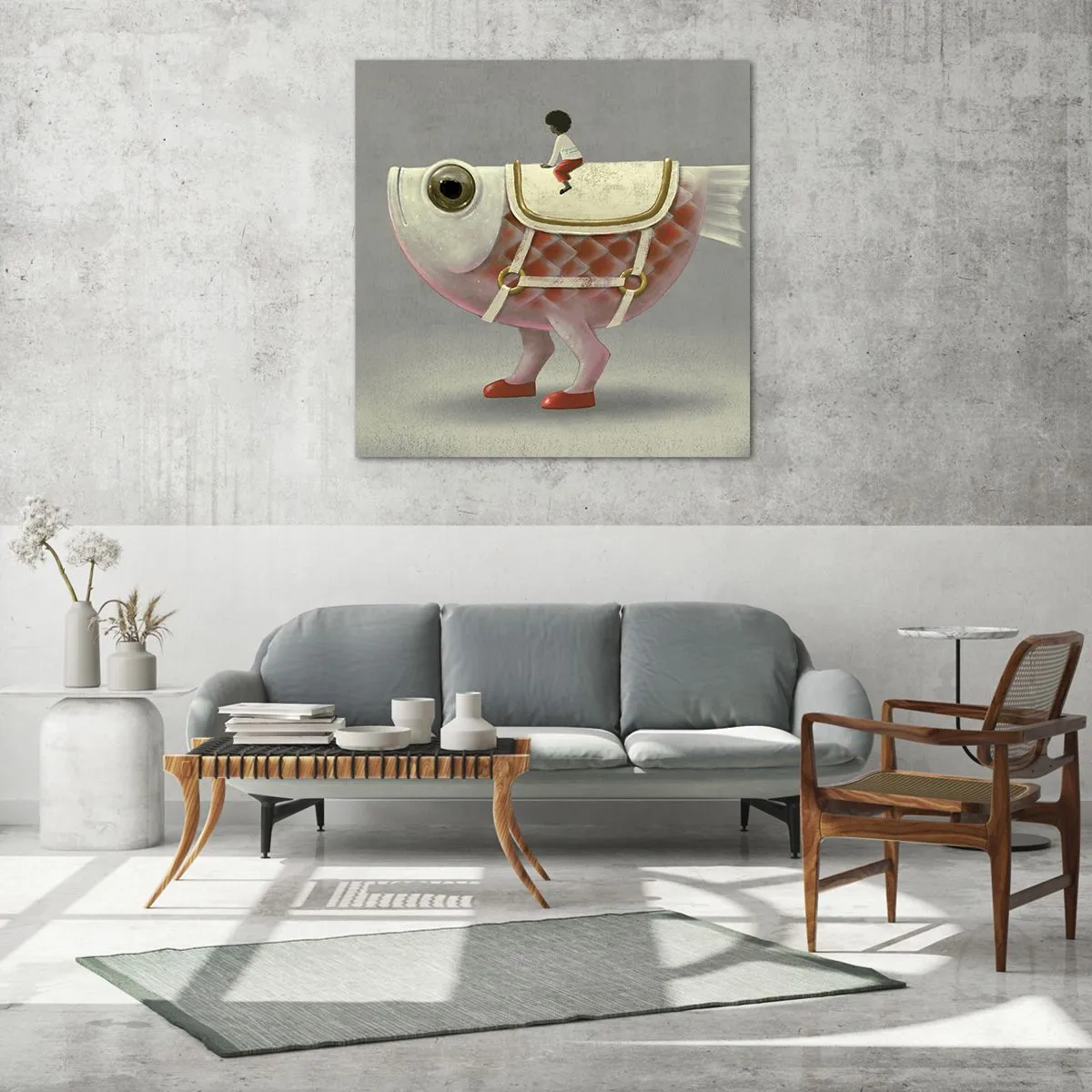 Billede på glas - Rybonski rytter - 70x70 cm